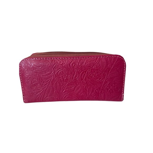 Tooled with floral  tapestry embroidery synthetic leather wallet women with coin - Picture 5 of 11